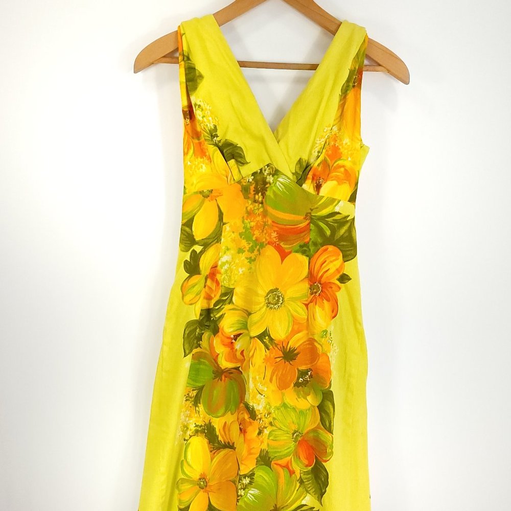 Vtg Hawaiian Togs Dress 10 Multicolor Floral Print Textured Fabric Sleeveless